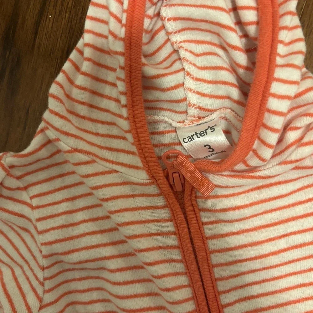 Carter 3-6 Month Full Zip Jacket‎ & Pants Set With Feet Baby Girl Baby Shower